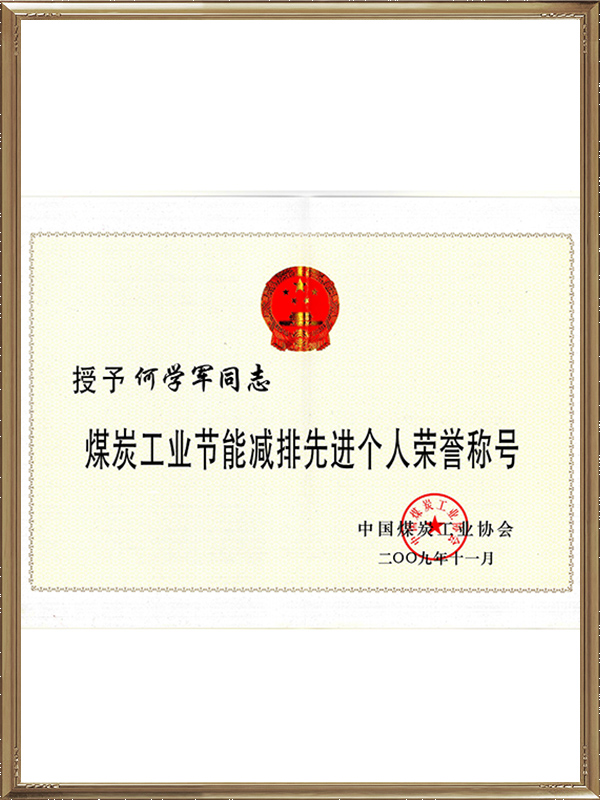 何学军-煤炭工业节能减排个人荣誉称号
